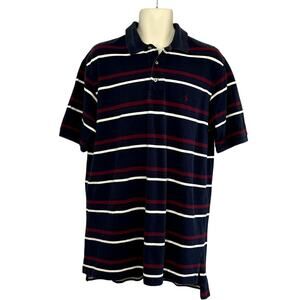 Polo Golf Ralph Lauren XL Navy Burgundy Striped Polo Shirt Embroidered Pony
